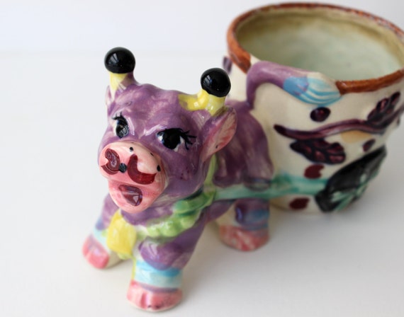 vintage purple cow figurine