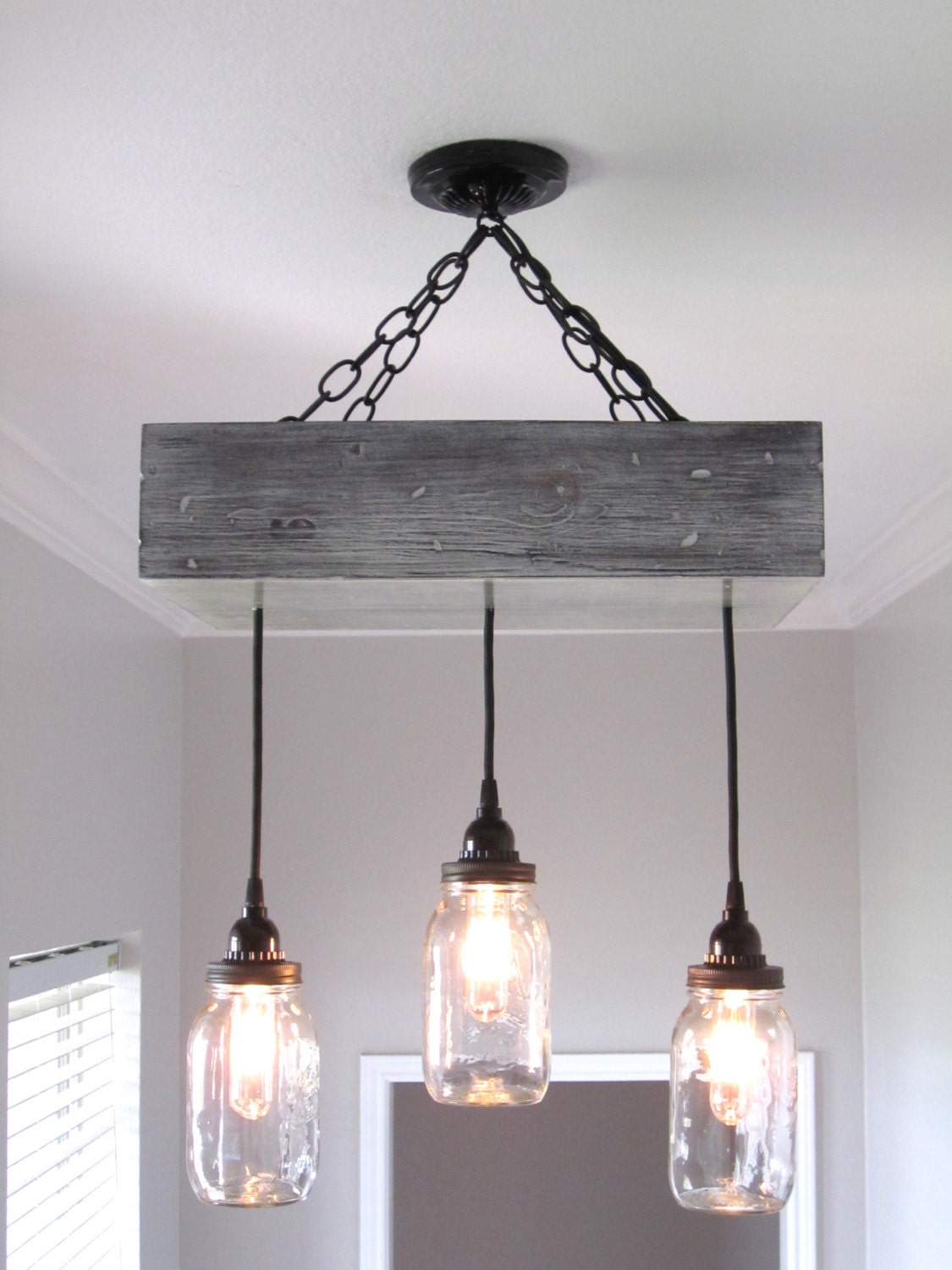 jar room chandelier mason dining by OutoftheWdworkDesign Mason Chandelier Jar Lighting Rustic