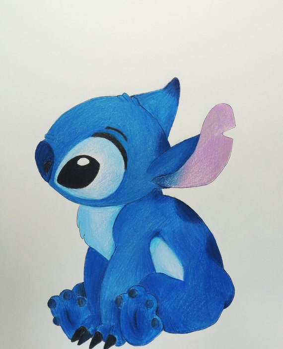 Items similar to HUGE matching Lilo and Stitch Colored Pencil Drawings ...