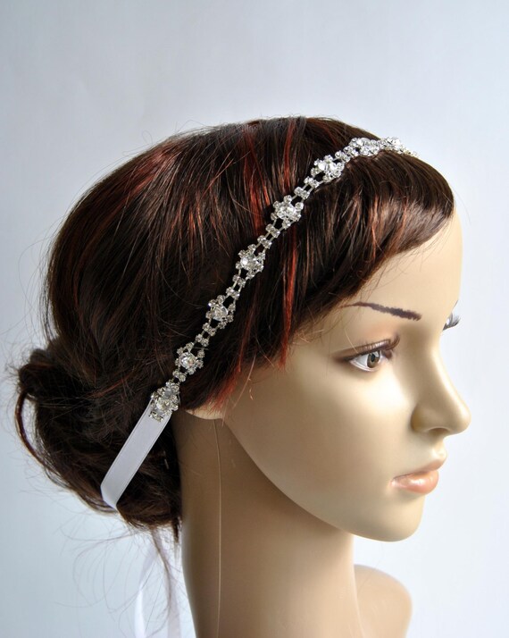 Charm Crystal Ribbon Headband Wedding Headband Bridal