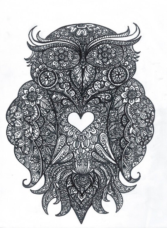 Mehndi Henna Inspired Owl Print