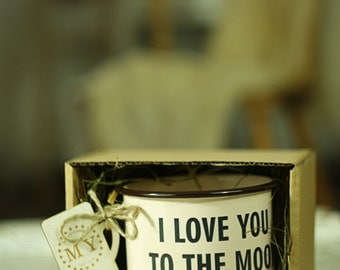 I Love You To The Moon And Back - Engraved Custom Mug Personal Cup METAL ENAMEL Personal Tumbler with Sentence