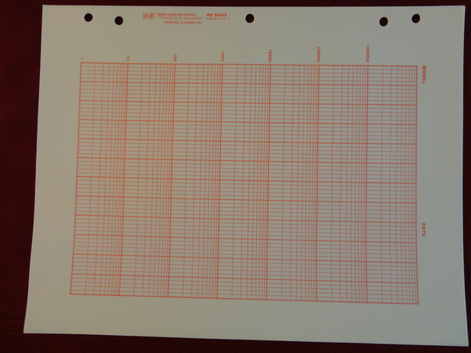 Semi-logarithmic graph paper K&E 46 6463 7 cycles x 60