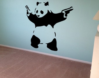 Banksy Wall Decal Panda Guns Wall Art Wall Sticker Vinyl Poster Graffiti Street Art