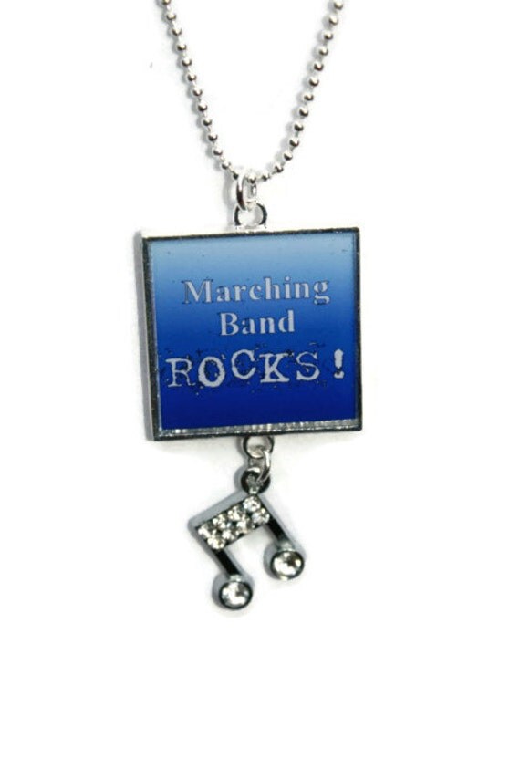 Marching Band Rocks Resin Pendant with Music Notes Charm