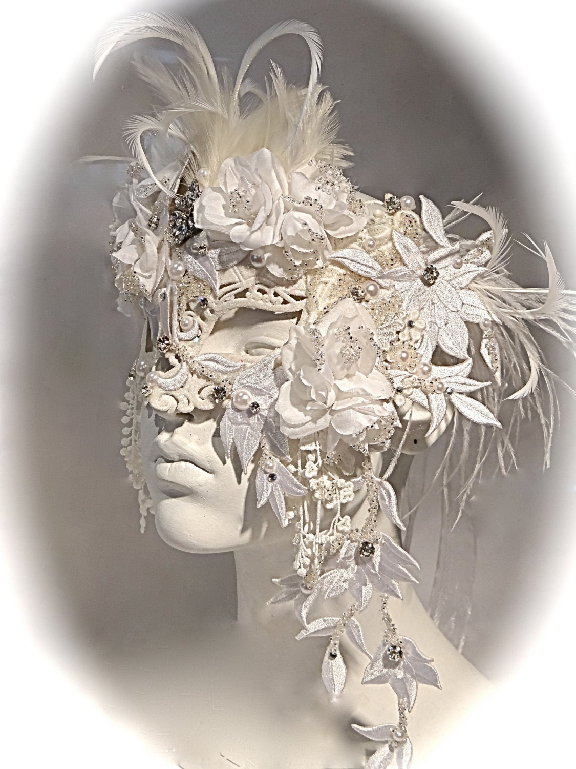 White Rose Masquerade Ball Mask Carnevale Masks by Marcellefinery