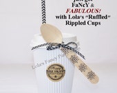 White Rippled 20-count with LIDS CUPs 12oz / Hand Stamped Wooden Spoon ,Hand Stamped Labels, Hot Chocolate bar , Desserts,Vintage, Retro Il_170x135