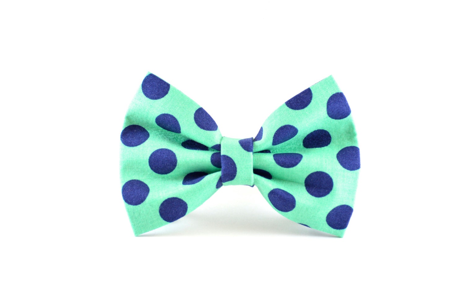 Turquoise Dog Bow Tie Teal Aqua and Navy Blue Polkadot