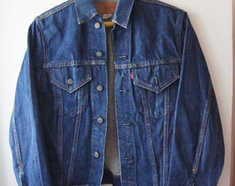Levis denim jacket ,LEVI'S BIG E ,Dark Denim Jeans Jacket , Vintage levis men's Jacket , levis size M ,60's 70's free shipping
