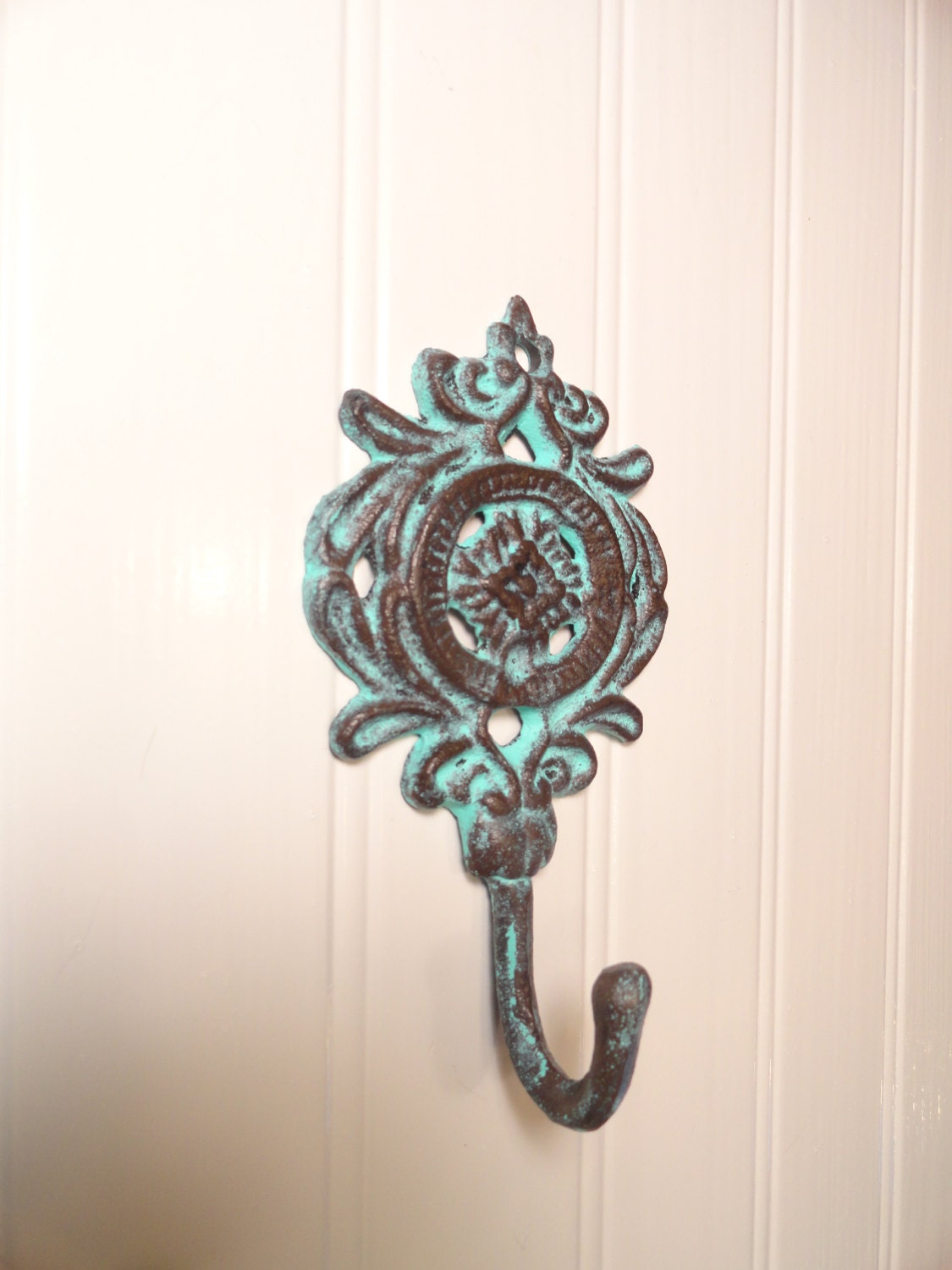Shabby Chic Wall Hook Verdigris Patina Wall Decor by JUNKINTIME