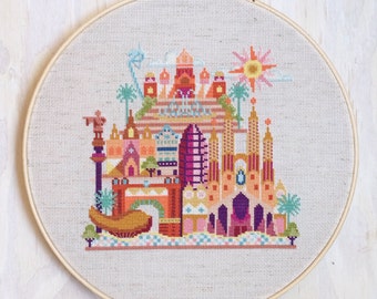 Pretty Little Barcelona - Satsuma Street Modern cross stitch pattern PDF - Instant download