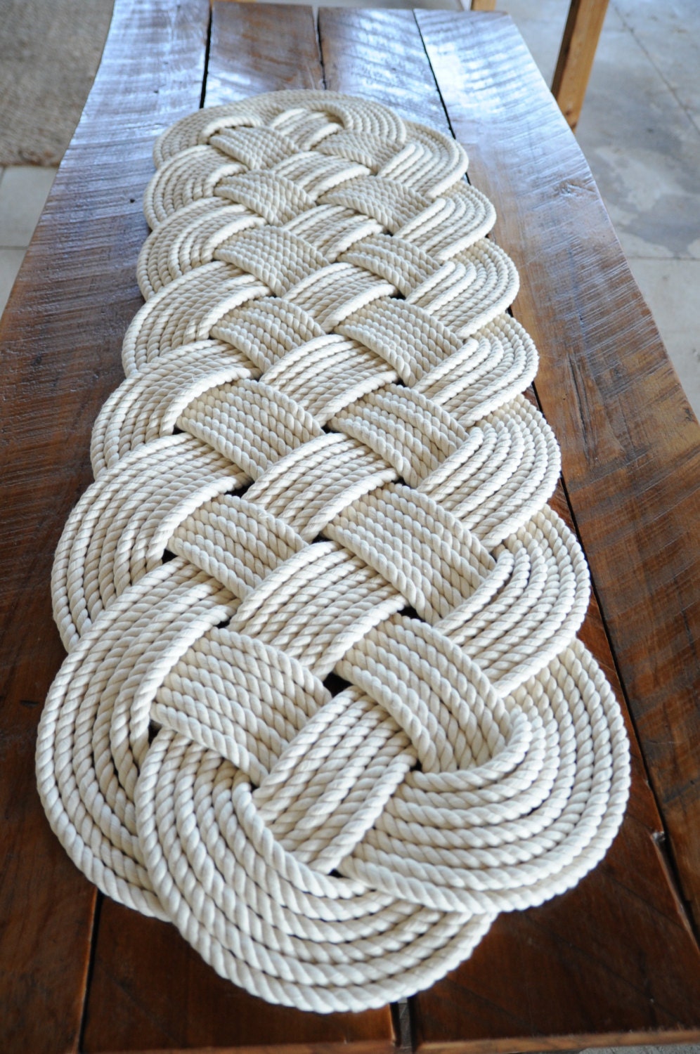 Nautical Rope Rug Large Bath Mat Off White 100 Cotton