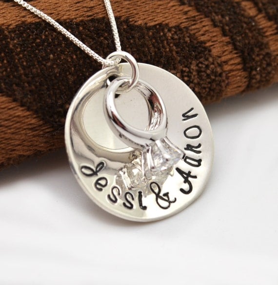 Personalized Necklace Wedding Ring, Engagement Necklace, Gift for Her