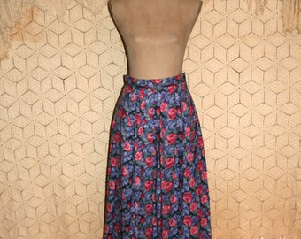 90s High Waist Skirt Floral Grunge Pleated Floral Skirt Floral Maxi ...
