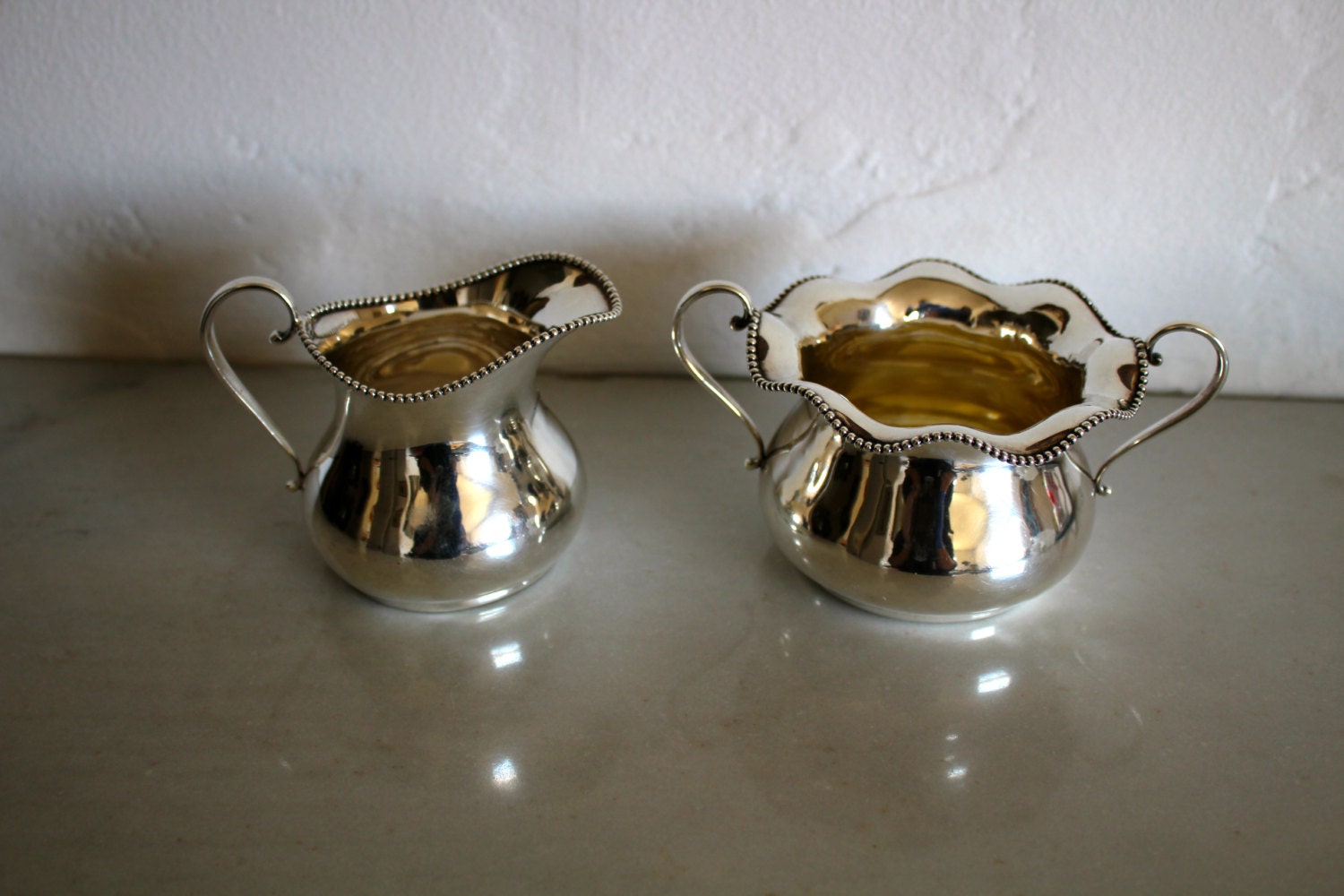 Vintage 925 Sterling Silver Creamer And Sugar Set With Made By 