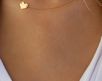 Small Heart Necklace / Sideways Heart Necklace / Delicate Gold, Silver, or Rose Gold Heart / Gold heart / Sterling Silver / Rose Gold Heart