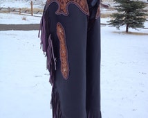 Tough-1 Leather Basket Tooled Cowboy Chinks XL Bro