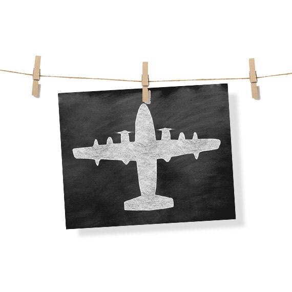 Airplane aviation nursery chalk aviation wall art