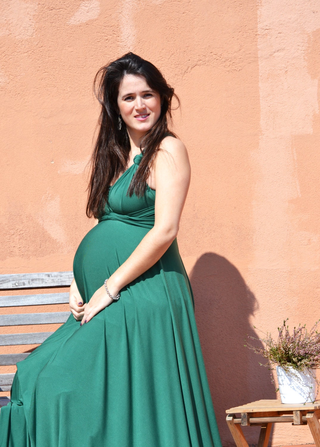 emerald green maternity gown