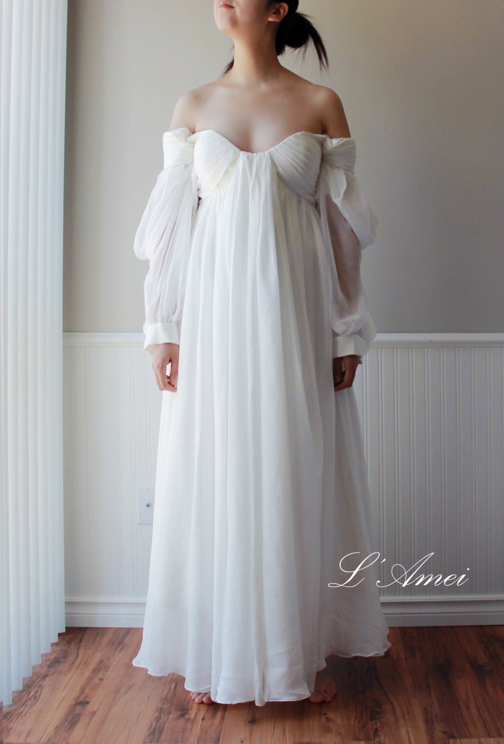 Custom Made Ancient Greece Wedding Dress made of Chiffon or