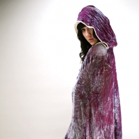 Vintage Lilac RENAISSANCE Hooded MAXI COAT Cloak Fantasy Burlesque Shimmer Amazing
