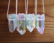 Sterling Silver Opal Aura Quartz Point Necklace
