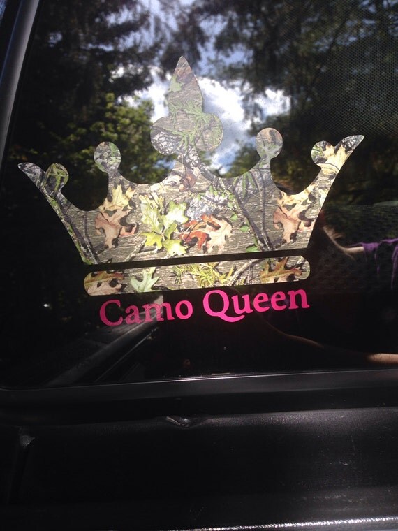 Items similar to CAMO QUEEN Vinyl Decal....Camo Crown on Etsy