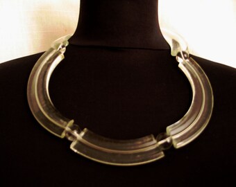 Glass Necklace Made From Vintage Curved Glass Tubes