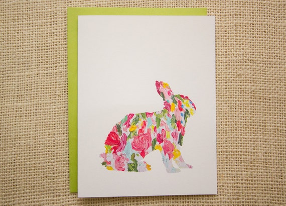 Happy Easter Card, Easter Card, bunny card, abstract bunny painting, new baby card, blank