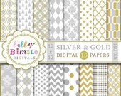50% off Elegant Silver and gold digital papers for cardmaking, scrapbooking, quatrefoil, damask patterns INSTANT DOWNLOAD Il_170x135