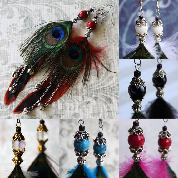 Peacock Passion Feather Earrings CLEARANCE by auralynne on Etsy