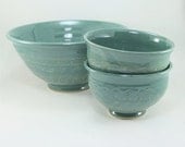 set of 3 green bowls