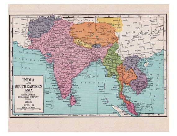 Map Of India Tibet Burma Siam Malay And Afghanistan