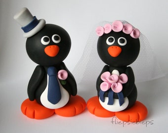 Custom Penguin Wedding Cake Topper