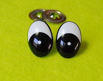 30mm Comical eyes safety eyes black and white 2 pairs