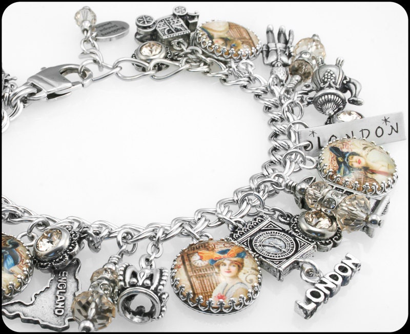 London Charm Bracelet London Jewelry England by BlackberryDesigns