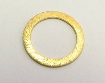 14mm Flat Circle Shaped Bali Vermeil Brushed Line Texture Loop Connector Eternity Rings Links (2 beads)
