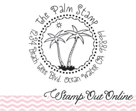 Palm tree rubber stamp custom personalized return address stamps