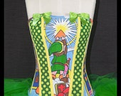 Legend of Zelda: Link & Polka Dots Steel Boned Overbust Corset SIZE 8