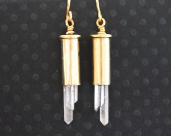 Bullet Crystal Earrings, Bullet Quartz Earrings, Bullet Earrings