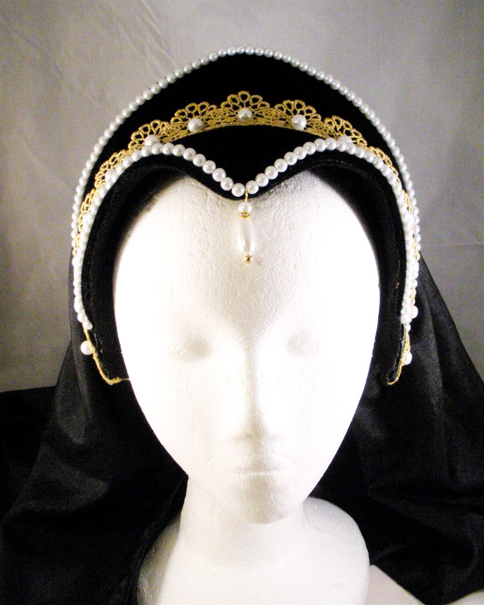 Coiffe Tudor Reine Renaissance - Bandeau Royal Médiéval Style Anne Boleyn Pour Cosplay Et Fêtes