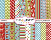 christmas digital papers printable paper commercial use instant download santa stocking Il_170x135