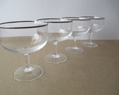 Vintage Platinum Trimmed Sherbert/Champagne Glass Set of Four