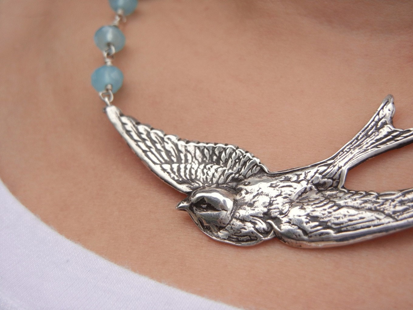 Bird Jewelry Bird Necklace Sterling Silver Split Tail Swallow 0563