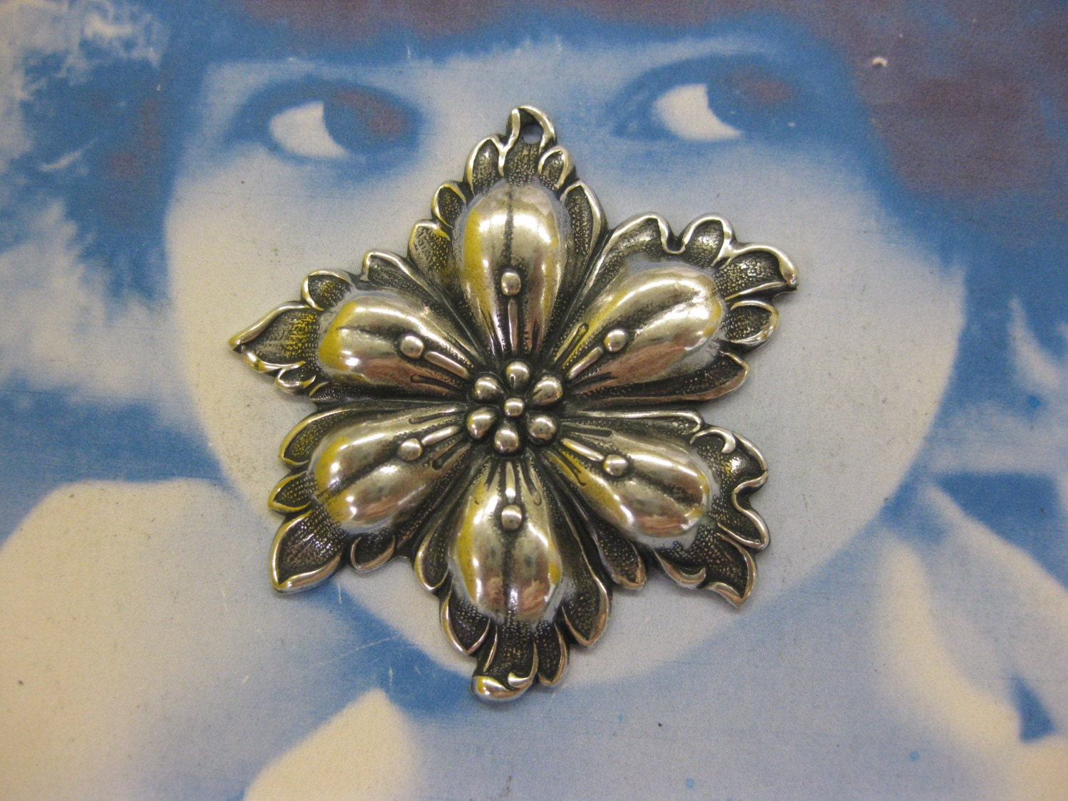 Silver Ox Plated Brass Flower Stampings 2163SOX x2