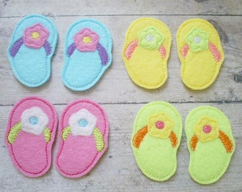 Flip Flop Felt Appliques, Flip Flop Appliques, Felt Embroidered Flip Flop Appliques, Beach Appliques