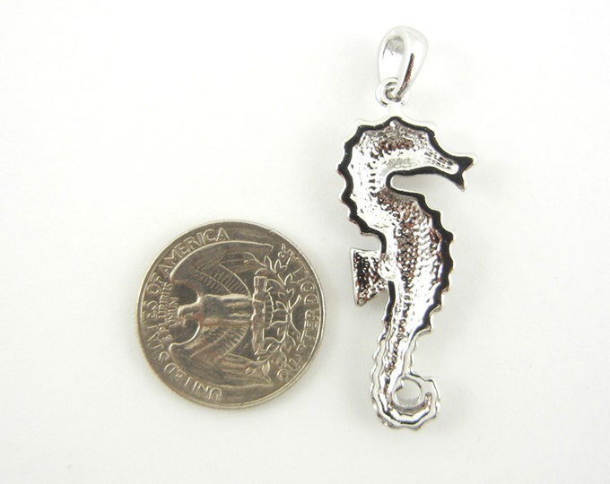 Silver-tone Seahorse Pendant with Rhinestones