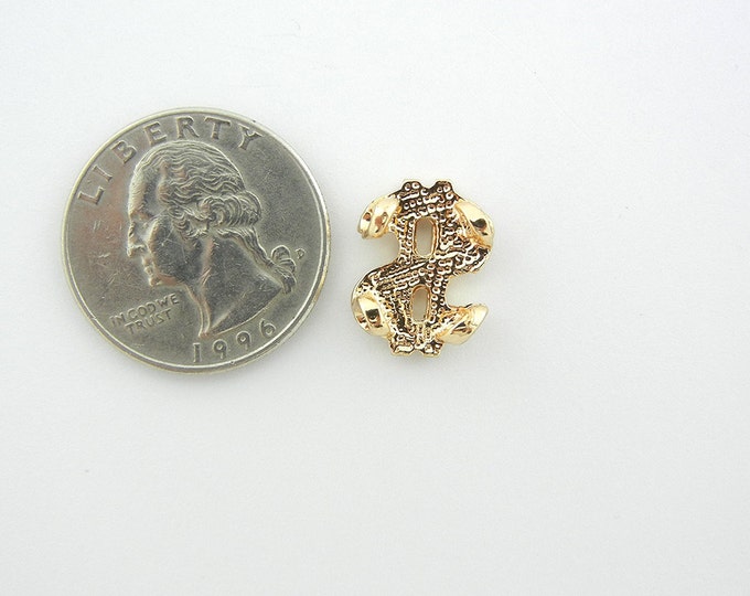 Small Gold-tone Dollar Four Link Charm with Rhinestones