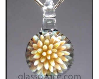 Glass Pendant Sea Anemone Necklace focal boro lampwork- Glass Peace glass jewelry (6154)