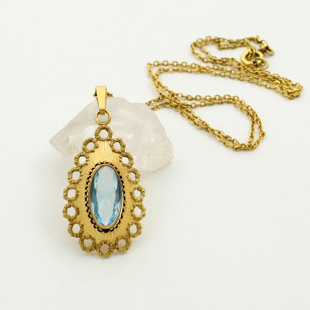 Vintage Rolled Gold Pendant Gold Plated Necklace Chain with